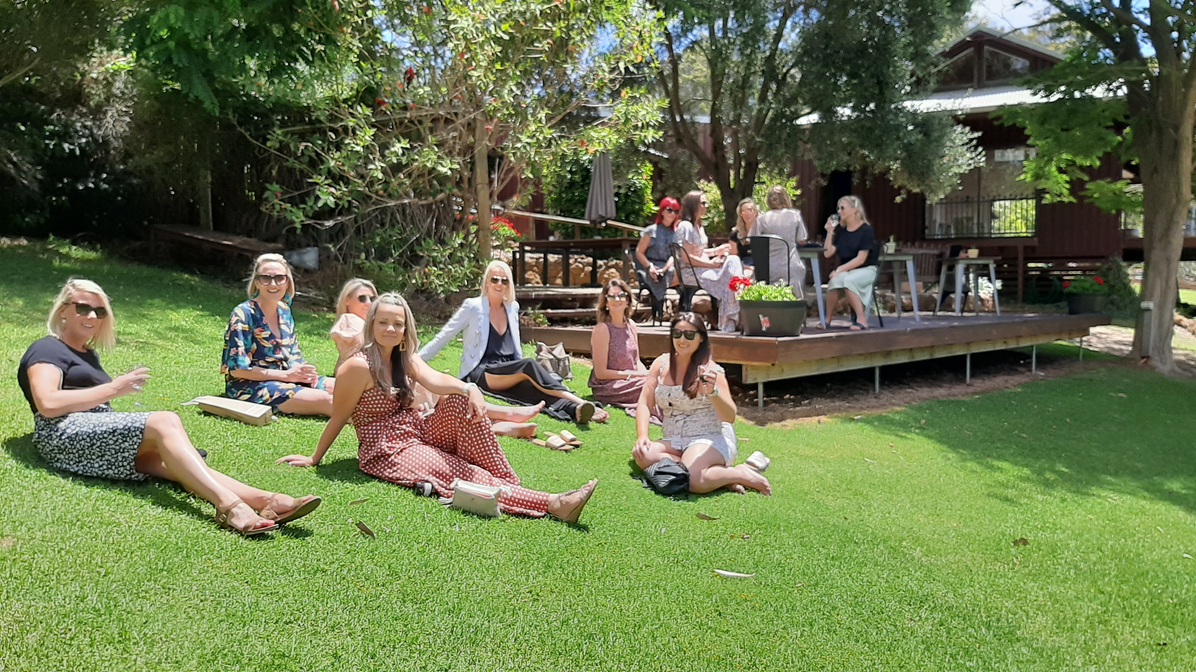 Women having a picnic at Rivendell Winery Estate garden